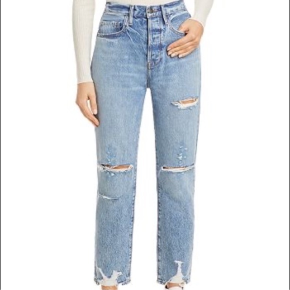 Frame Denim Le Original Straight Leg Jeans Distressed Light Wash 28 - Picture 2 of 8